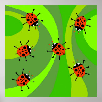 Póster Funky Ladybugs