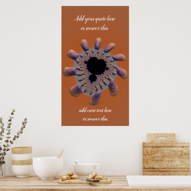 Póster Funky Mandelbrot Fractal Flower con una cita Perso (Cocina)