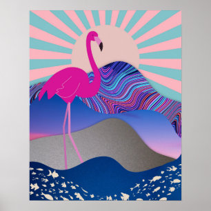 Póster Funky Psicodélico Poster Flamingo