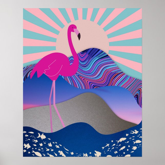 Póster Funky Psicodélico Poster Flamingo (Frente)