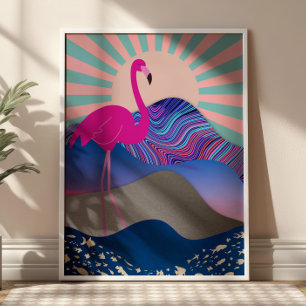 Póster Funky Psicodélico Poster Flamingo