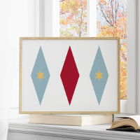 Funky Red Light Blue Yellow Stars Argyle Mid Mod