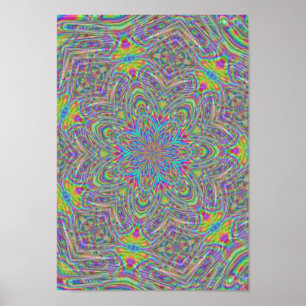 Póster Funky Retro 60 Estilo Kaleidoscope Poster