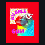 Póster Funky Retro Pop Art Bubble Gum Lips<br><div class="desc">Un divertido, brillante y colorido diseño inspirado en el arte pop retro que sólo aparece! con grandes labios rojos que soplan un globo de chicle en medio tono de fondo y la leyenda "pop" del estilo de un libro de historietas. Funky, arte mural moderno para un aspecto joven y moderno....</div>