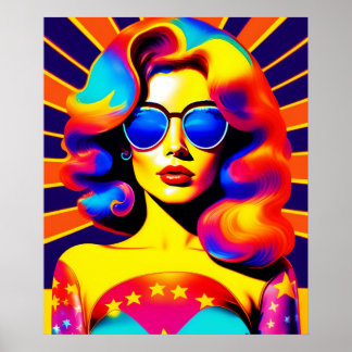 Póster Funky Retro Pop Art Fashion Poster