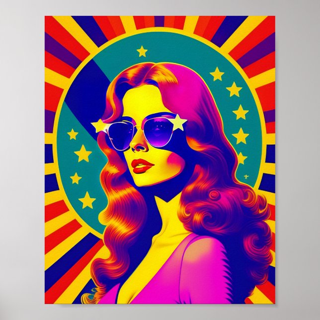Póster Funky Retro Sunglasses Pop Girl (Frente)