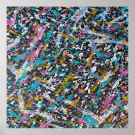 Póster Funky Splatter Art on Black