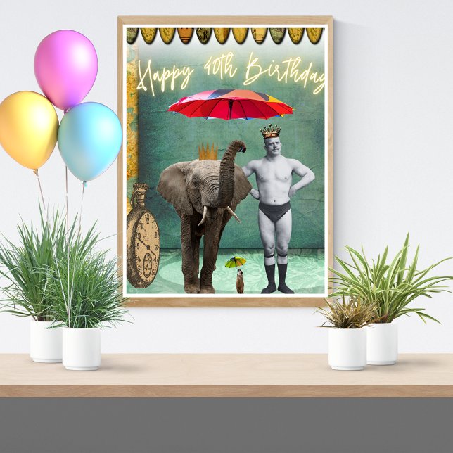 Póster Funky Vintage Strongman 40 cumpleaños (Subido por el creador)