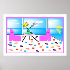 Póster Funky Whimsical Miami Colorful