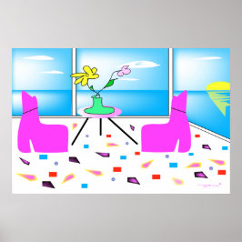 Póster Funky Whimsical Miami Colorful