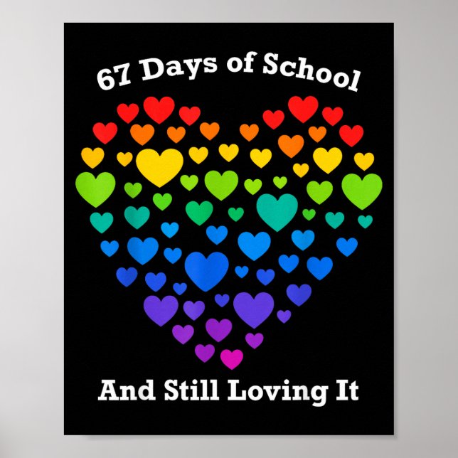 Póster Funny 100th Day Of School Shirt Teacher Heart Vale (Frente)