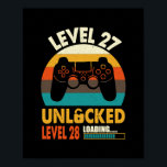 Póster Funny 27th Birthday Vintage Level 27 Unlocked<br><div class="desc">Funny 27th Birthday Vintage Level 27 Unlocked Video Game Gift. Perfect gift for your dad,  mom,  papa,  men,  women,  friend and family members on Thanksgiving Day,  Christmas Day,  Mothers Day,  Fathers Day,  4th of July,  1776 Independent day,  Veterans Day,  Halloween Day,  Patrick's Day</div>