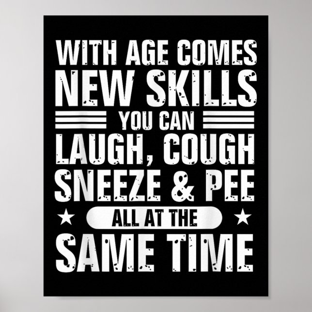 Póster Funny 60th Birthday With Age Comes New Skills Humo (Frente)