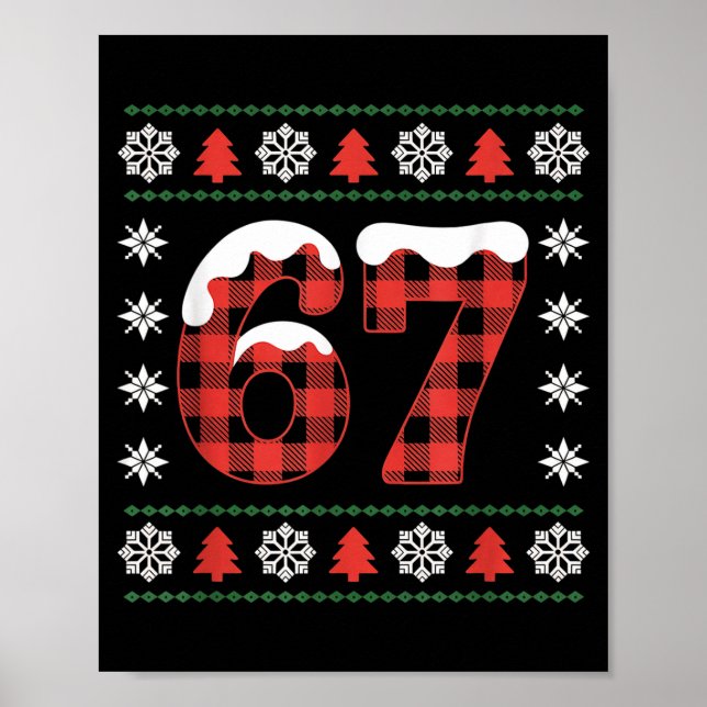 Póster Funny 67 Buffalo Plaid Christmas Snow Ugly Sweater (Frente)