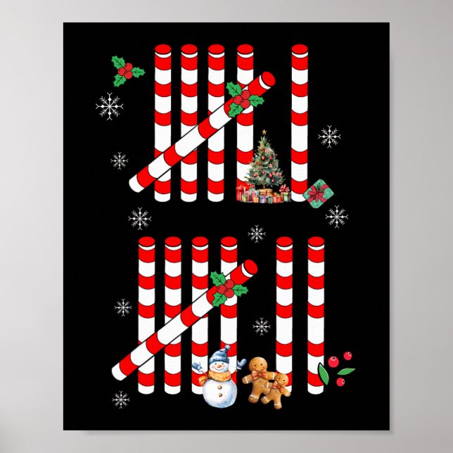Póster Funny 67 Candy Cane Tally Marks Christmas Six Seve (Frente)