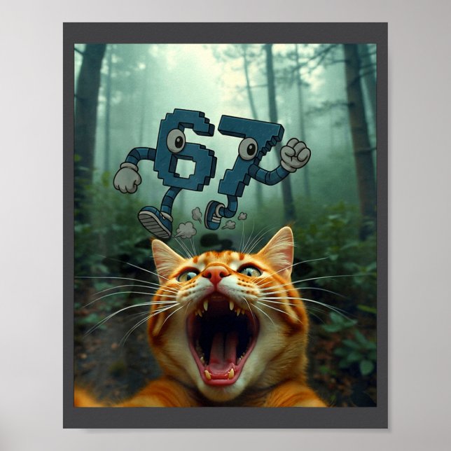 Póster Funny 67 Cat Selfie 6 7 Brainrot Teen Boys Meme Ha (Frente)