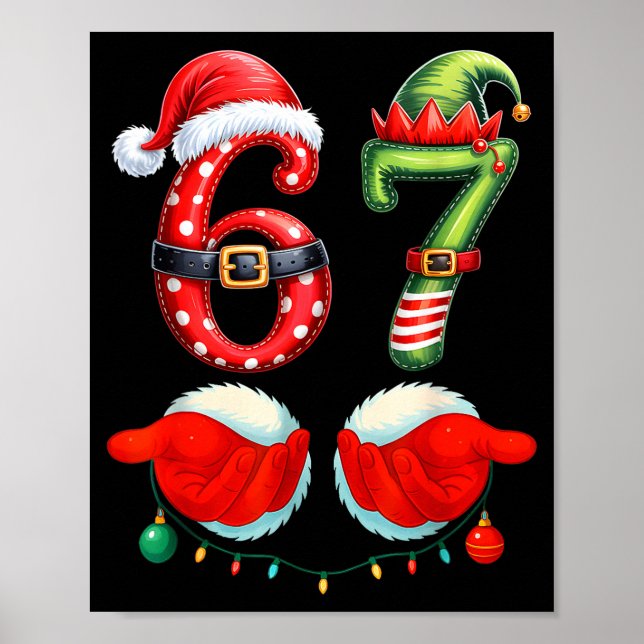 Póster Funny 67 Christmas 6 7 Meme Pajamas Holiday Gen Al (Frente)