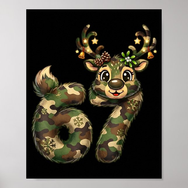 Póster Funny 67 Christmas Holiday Camo Hunting Reindeer D (Frente)