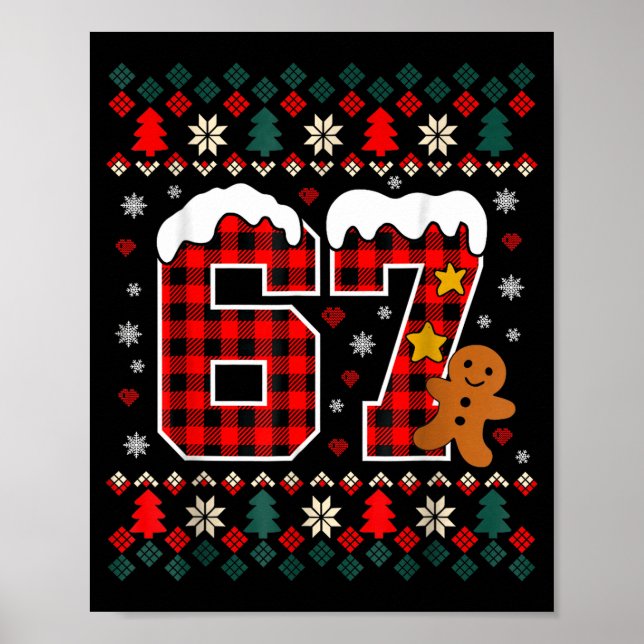 Póster Funny 67 Christmas Pajamas Shirt Six Seven Meme Br (Frente)