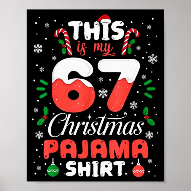 Póster Funny 67 Christmas Pajamas Shirt Six Seven Meme Br (Frente)