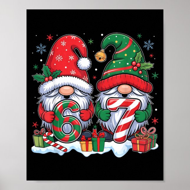 Póster Funny 67 Christmas Pajamas Six Seven Meme 67 Gnome (Frente)