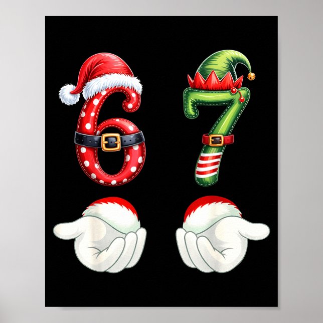 Póster Funny 67 Christmas Pajamas Six Seven Meme 6 7 Elf  (Frente)