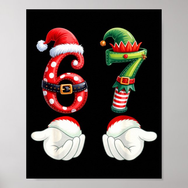 Póster Funny 67 Christmas Pajamas Six Seven Meme 6 7 Elf  (Frente)