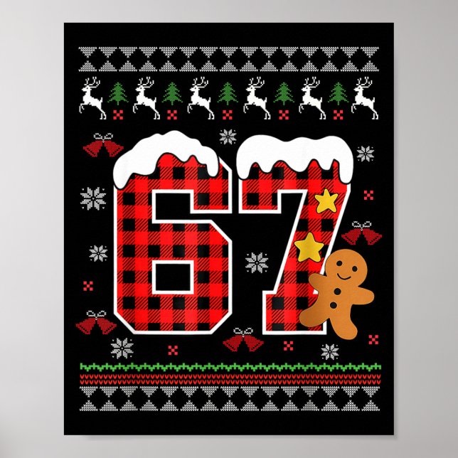 Póster Funny 67 Christmas Ugly Pajamas Six Seven Meme Bra (Frente)