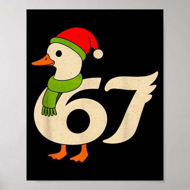 Póster Funny 67 Goose Christmas 6 7 Meme Duck Santa Hat F (Frente)