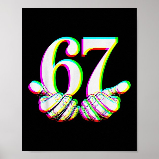 Póster Funny 67 Hand Six Seven Meme Gen Alpha Slang Desig (Frente)