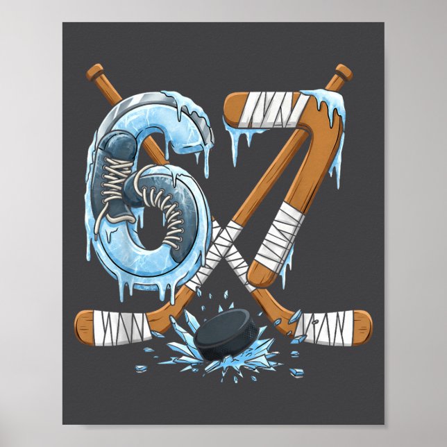 Póster Funny 67 Ice Hockey Drip Number 67 Ice Hockey  (Frente)