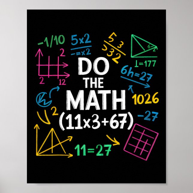 Póster Funny 67 Math Equation 100 Days Of School 100 Days (Frente)