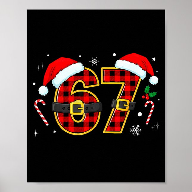 Póster Funny 67 Meme Chrismtas Xmas Pajama Men Women Kids (Frente)