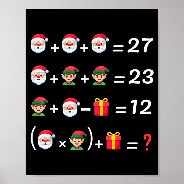 Póster Funny 67 Meme Christmas Math Teacher Santa Six Sev (Frente)