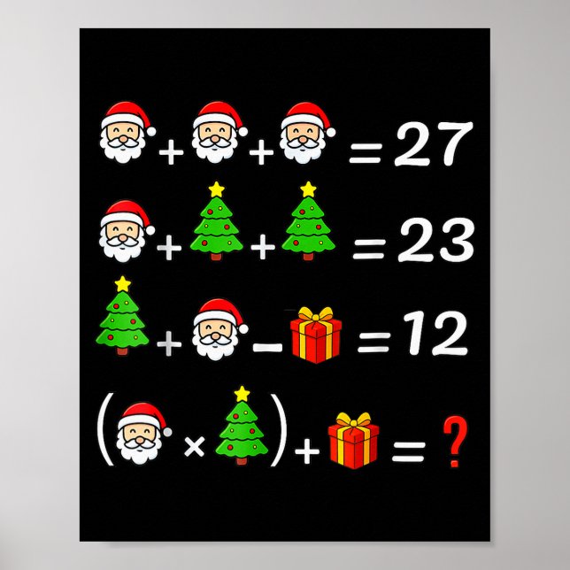 Póster Funny 67 Meme Christmas Math Teacher Santa Six Sev (Frente)