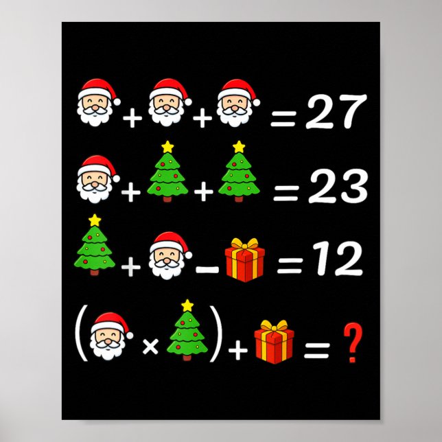 Póster Funny 67 Meme Christmas Math Teacher Santa Six Sev (Frente)