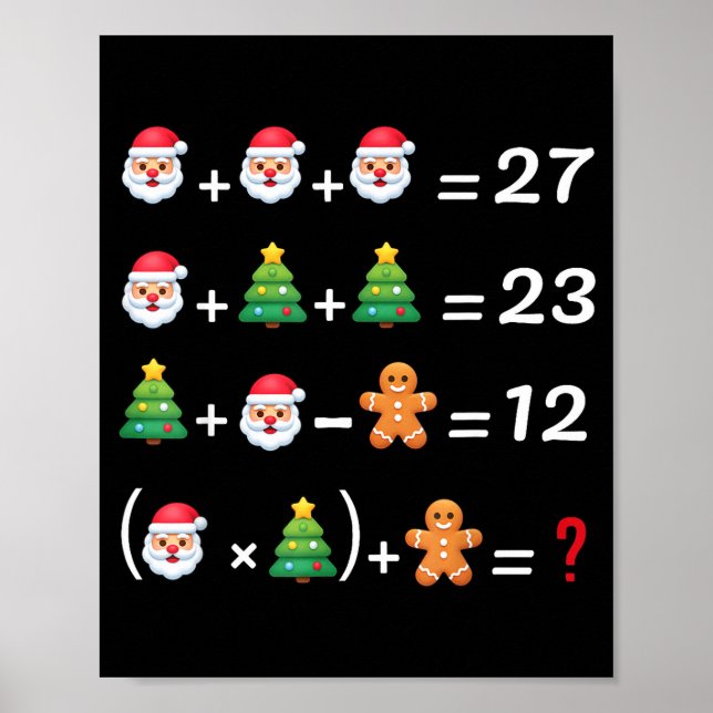 Póster Funny 67 Meme Christmas Math Teacher Santa Six Sev (Frente)