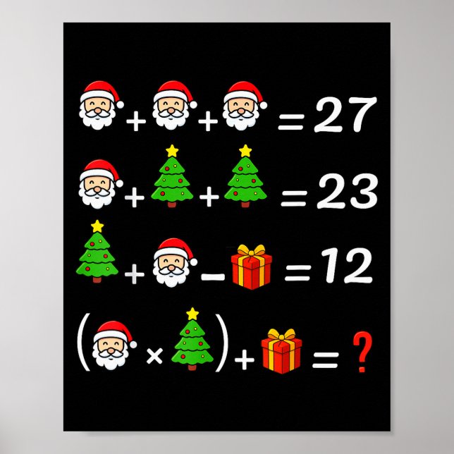 Póster Funny 67 Meme Christmas Math Teacher Santa Six Sev (Frente)