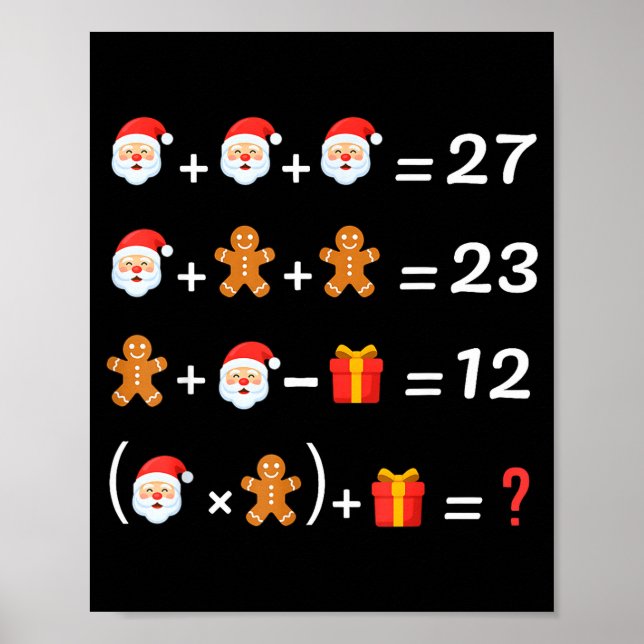 Póster Funny 67 Meme Christmas Math Teacher Santa Six Sev (Frente)