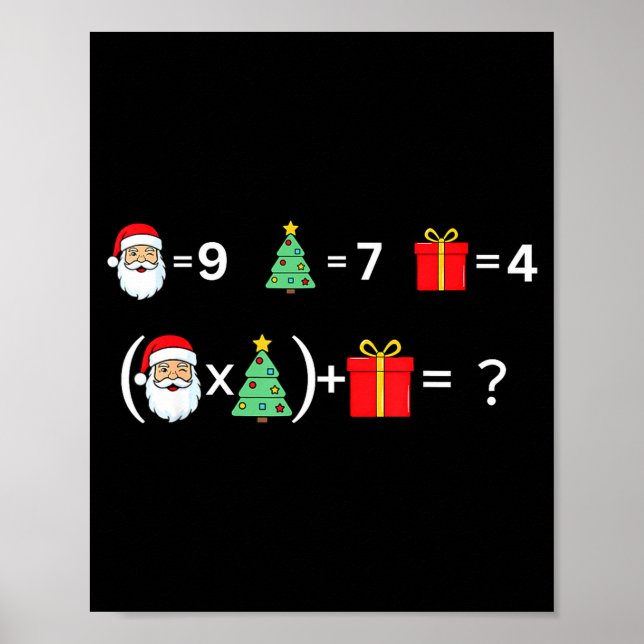 Póster Funny 67 Meme Christmas Math Teacher Santa Six Sev (Frente)