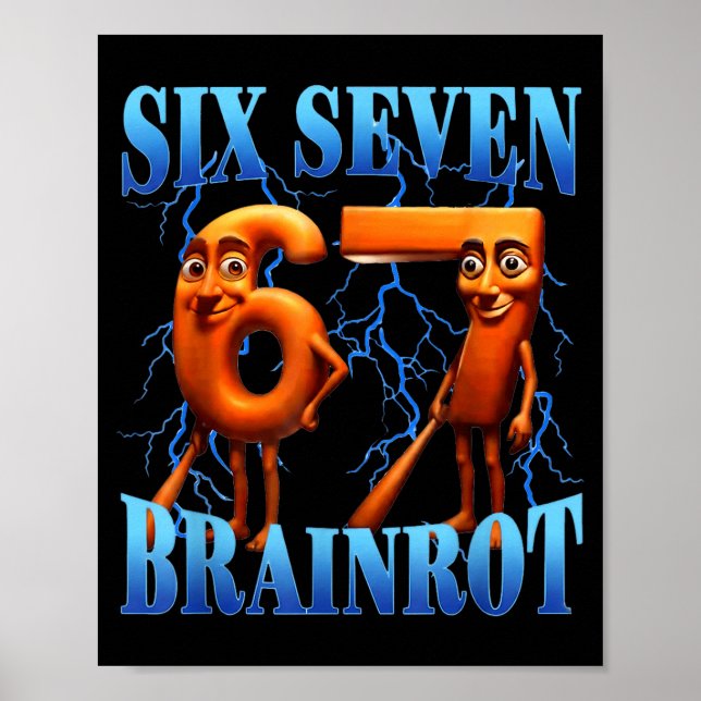 Póster Funny 67 Meme Italian Brainrot Tung Tung Sahur Six (Frente)