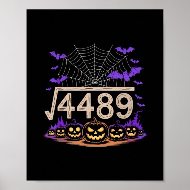 Póster Funny 67 Meme Math Teacher 6 7 Halloween Square Ro (Frente)
