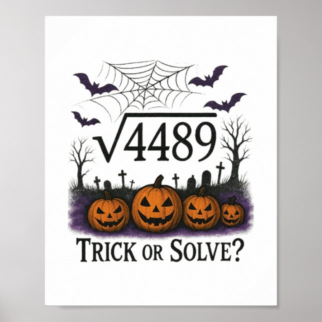 Póster Funny 67 Meme Math Teacher 6 7 Halloween Square Ro (Frente)
