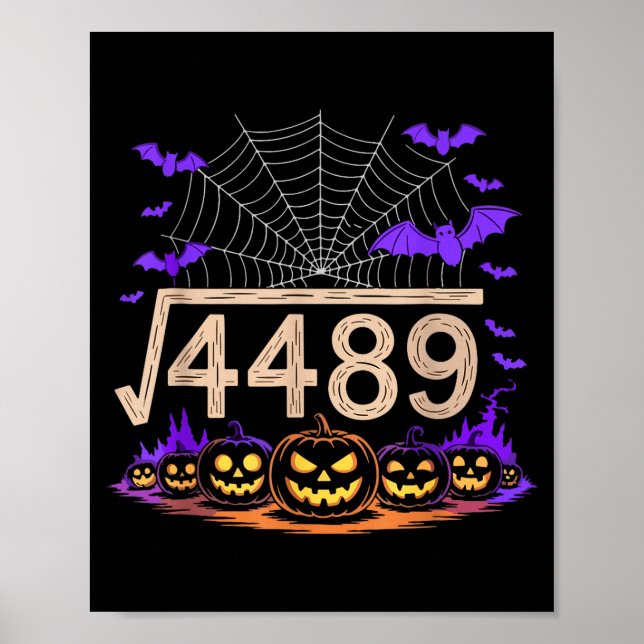 Póster Funny 67 Meme Math Teacher 6 7 Halloween Square Ro (Frente)