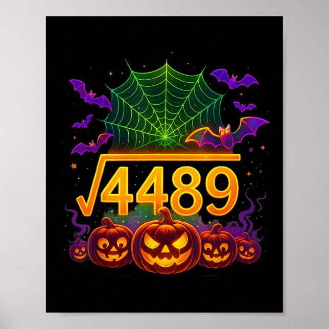Póster Funny 67 Meme Math Teacher 6 7 Halloween Square Ro (Frente)