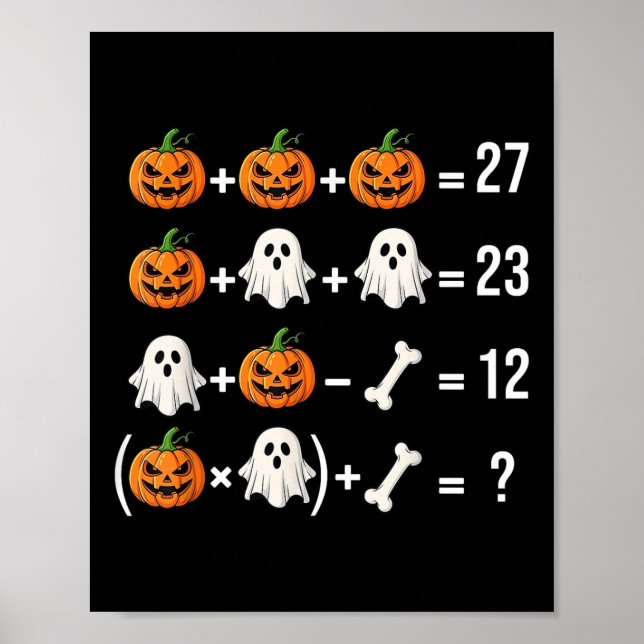 Póster Funny 67 Meme Pumpkin Ghost Math Teacher Costume  (Frente)