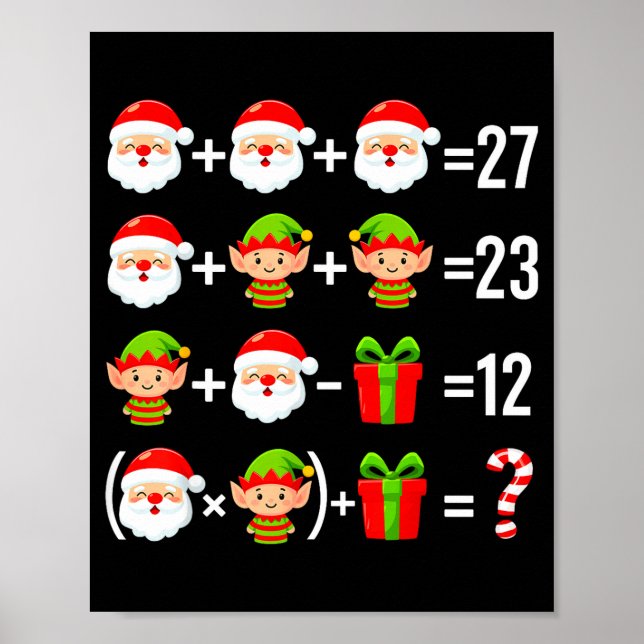 Póster Funny 67 Meme Santa Math Teacher Christmas Six Sev (Frente)