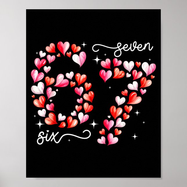 Póster Funny 67 Meme Six Seven Heart Matching Couples Val (Frente)