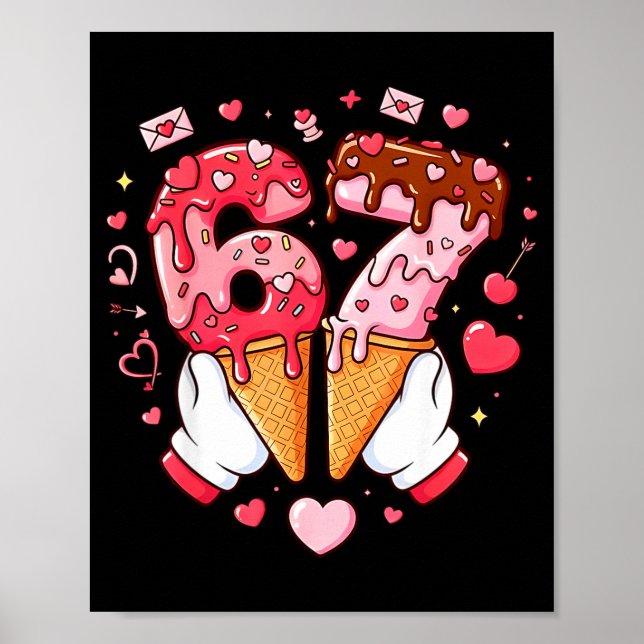 Póster Funny 67 Meme Six Seven Ice Cream Matching Couples (Frente)