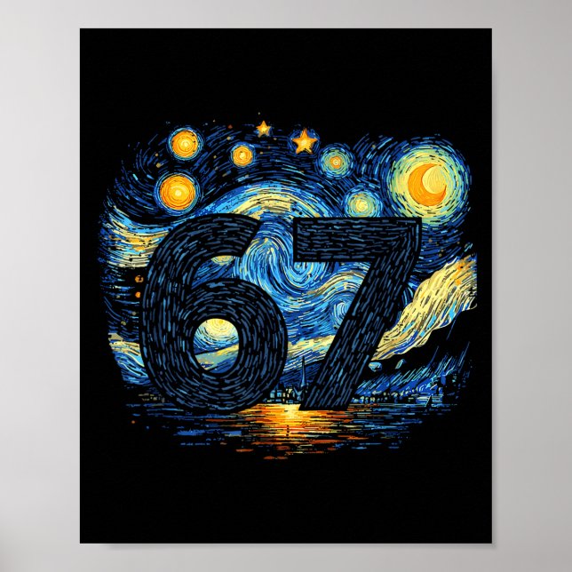 Póster Funny 67 Meme Six Seven Starry Art Night  (Frente)